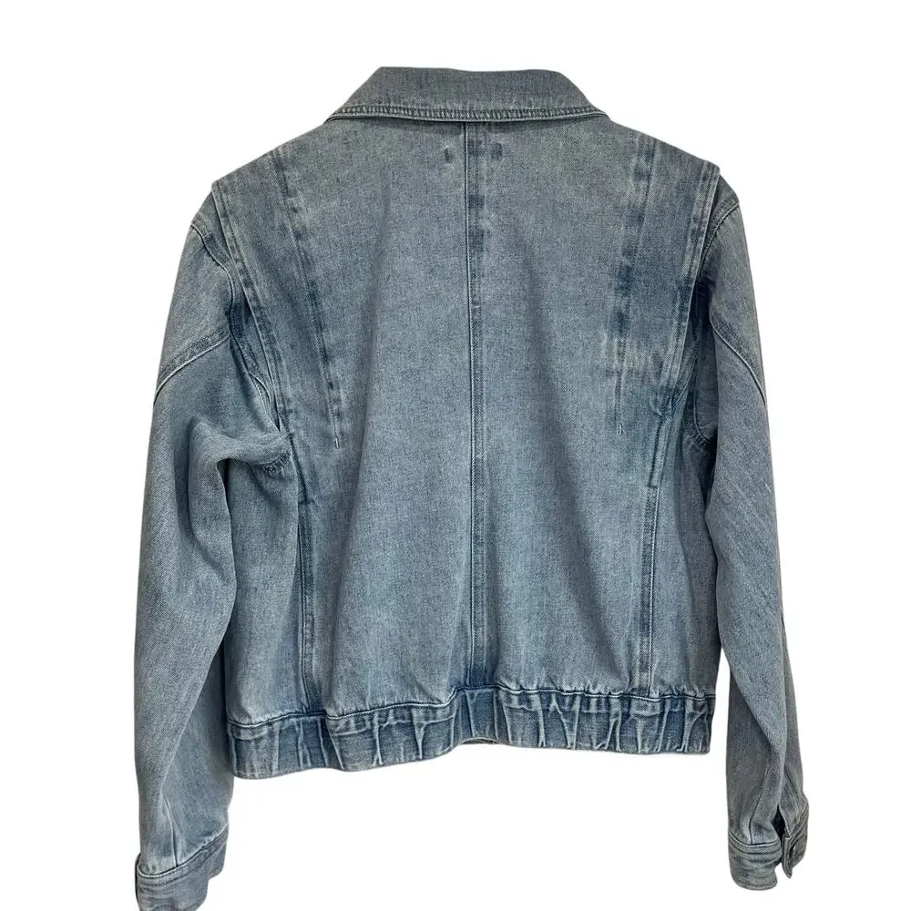 Democracy Denim Jean Jacket Medium 100% Cotton Blue Cropped Classic - Picture 2 of 8